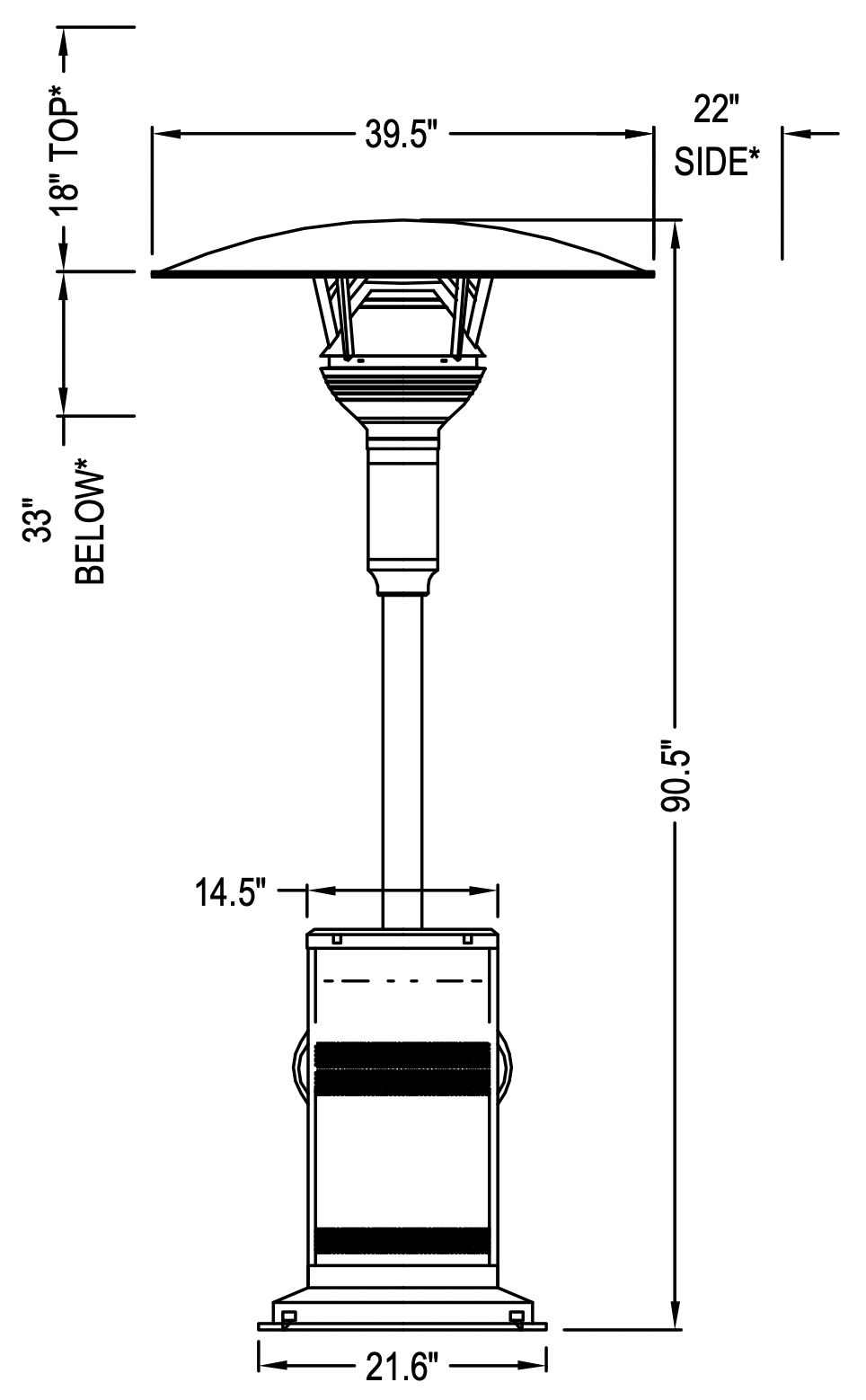 GA201M2 - IR Energy evenGLO, 46,000 btu, Propane Gas Patio Heater, Portable