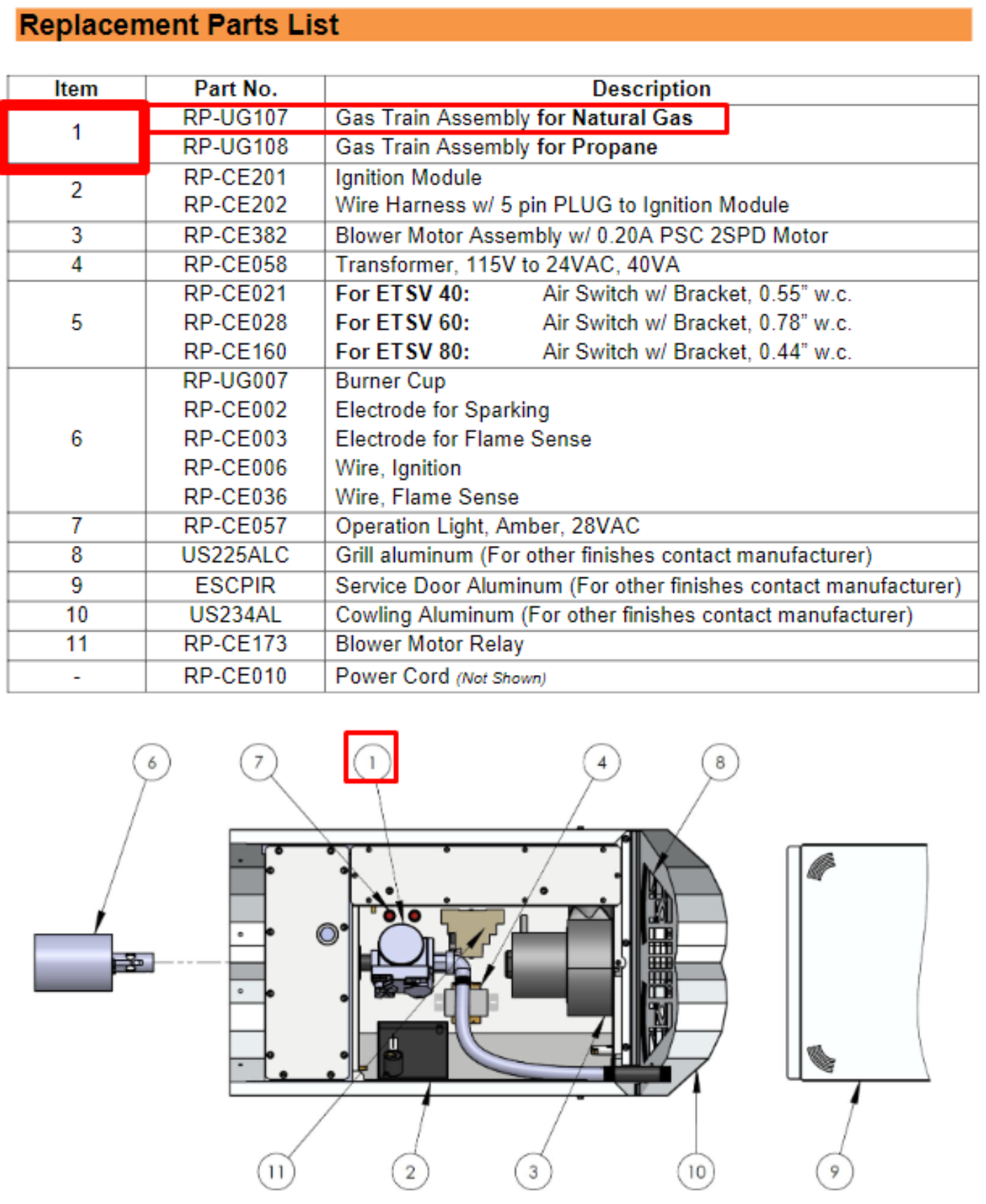 RP-UG107 - Valve Train Replacement Kit NG, ETS/ETSV