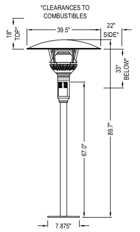 GA301U - IR Energy evenGLO, 53,000 btu, Natural Gas Patio Heater, Fixed Post Mount